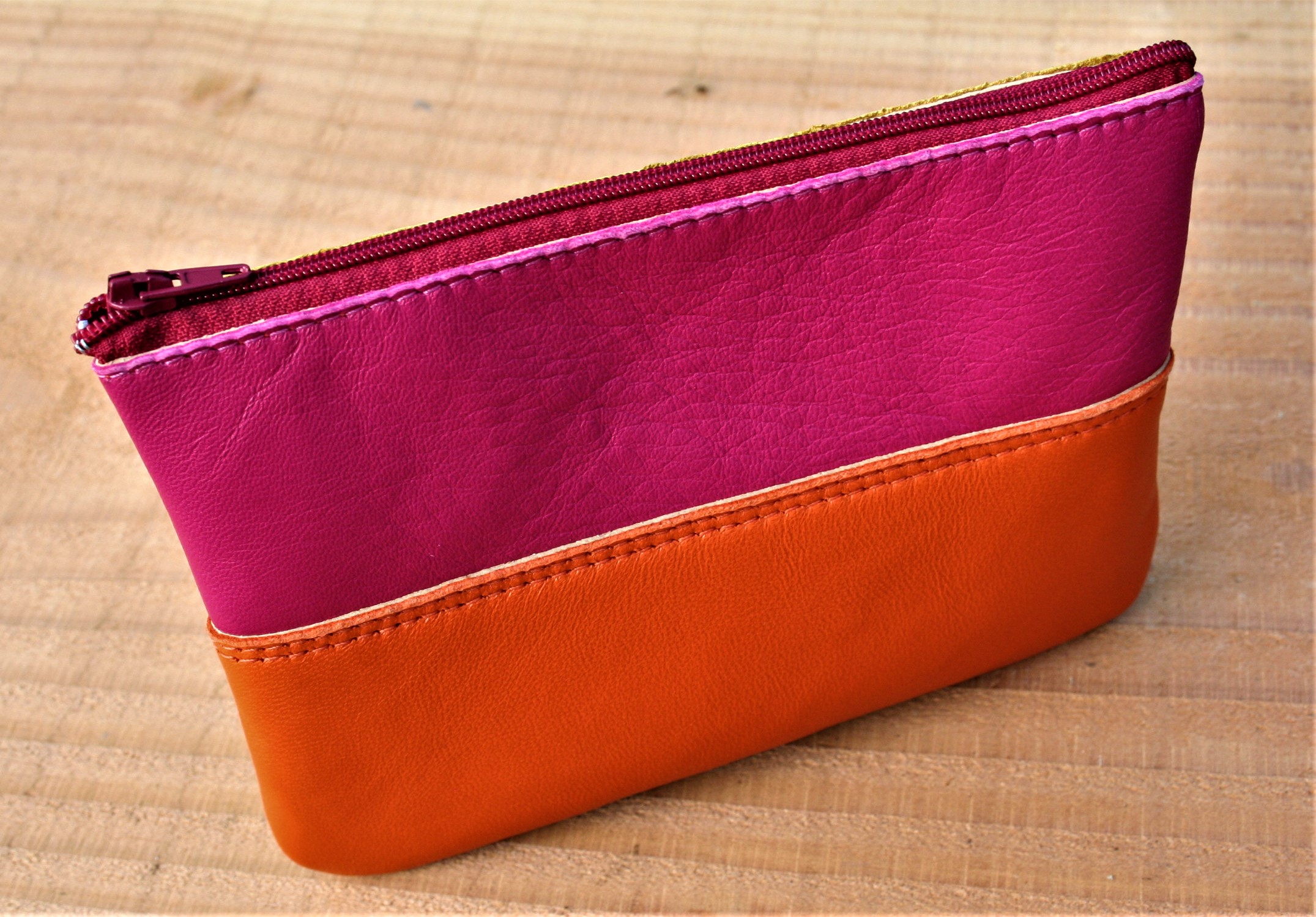 Multi Coloured Panelled Zipped Purse